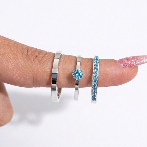 Aliança Cinderela 2,5mm com Anel Solitário- Prata 950