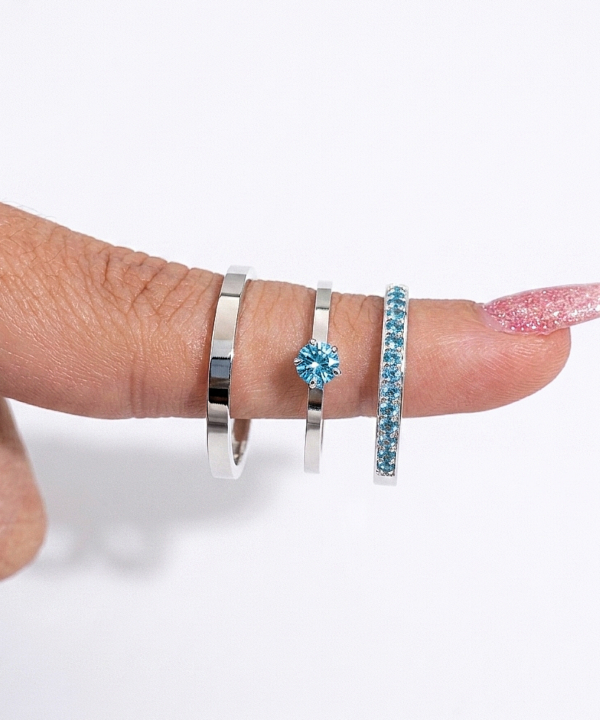 Aliança Cinderela 2,5mm com Anel Solitário- Prata 950