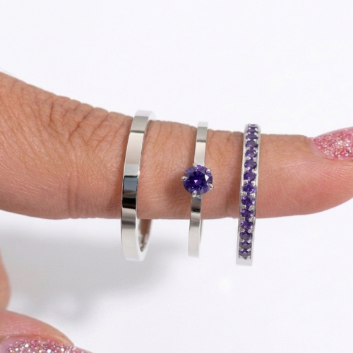 Aliança Rapunzel 2,5mm com Anel Solitário-Prata 950