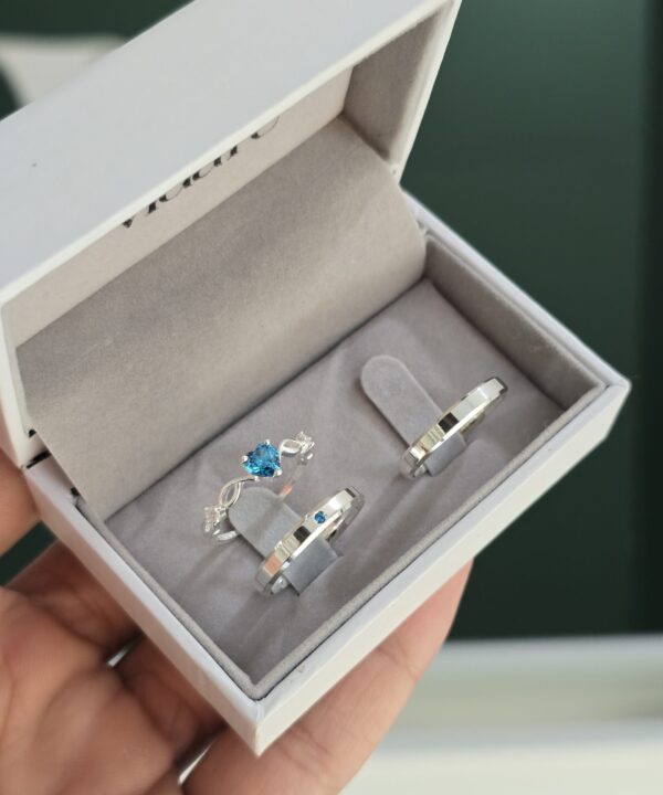 Aliança Paris com solitário Céu Azul- Prata 950