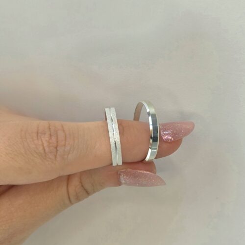 Par de aliança Istambul com brilho 3mm-Prata 950
